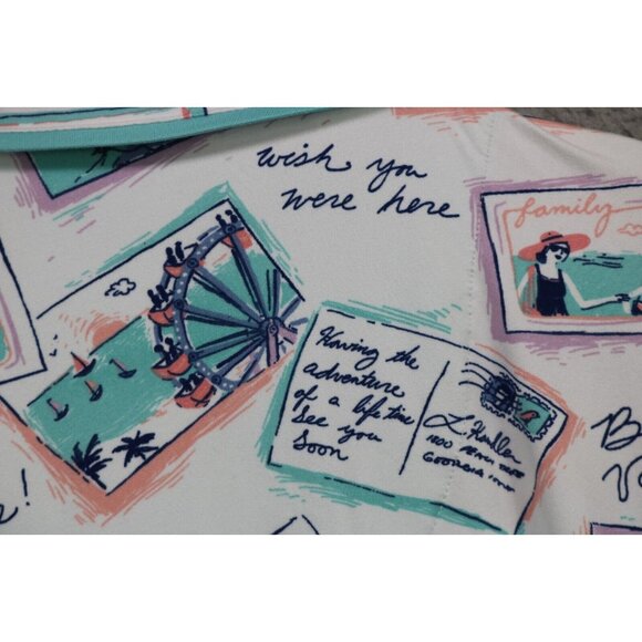 Munki Munki Pajama Set Postcards-Size Medium-Drawstring-Pockets-Capri - Picture 10 of 16